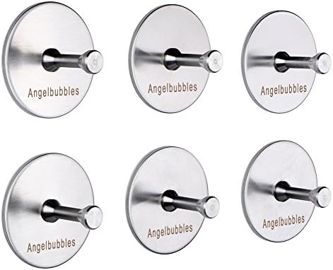 Angelbubbles Adhesive Hooks 3M Sticker 6PCS/Pack FULL SUS 304 Stainless Steel (Round 2)