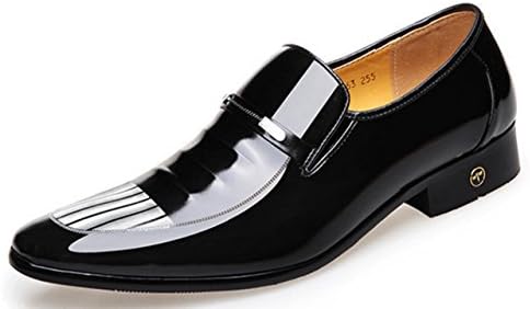 HYLM Men's Dress Pointed Leather Shoes Business Leather Korean Men's Shoes Red Dragonfly Brand Men's Shoes Banquet Dress Wedding Shoes,Black,42