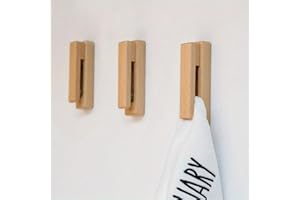 LSQCSN Modern Wooden Towel Holders - Wall-Mounted Towel Hooks with Self-Adhesive Backing for Home Décor - Sturdy, Durable, Easy Installation, Firmly Holds Towel