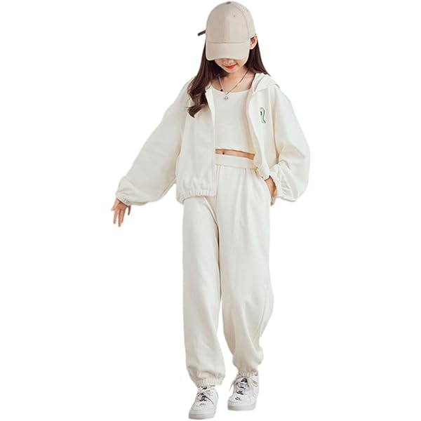 Ensemble Jogging Fille (sweat à Capuche + Pantalon) - Pour 3-14 Ans, Style Streetwear, Sport, Décontracté