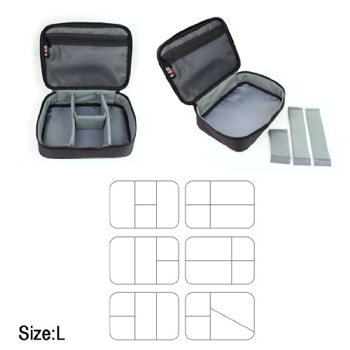 BUBM 3 Stücke Faltbare Kosmetiktasche Reisetasche Organisator Elektronisch Zubehör Tragetasche in Reise,Schwarz - 7