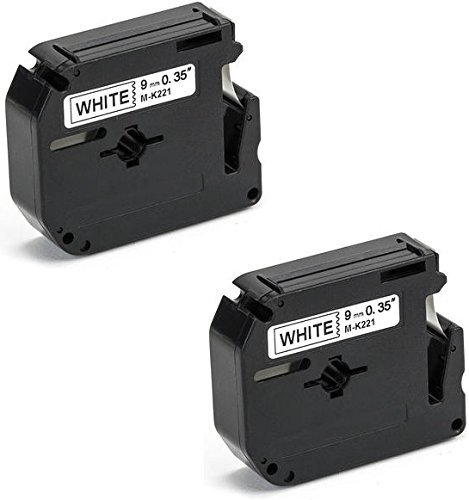 Printing Pleasure M K221 9mm x 8m Cinta para impresoras de etiquetas Brother P-Touch PT-80 PT-90 PT-100 PT-110 PT-55 PT-65 PT-70 PT-80 PT-85  negro sobre blanco  Pack de 2 