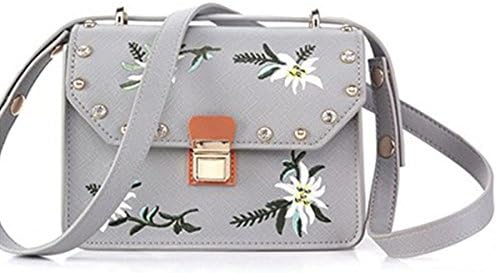 Mini Small Square Bag Handbags Embroidery Fashion Rivet Shoulder Cross Package,Grey-20*7.5*16cm
