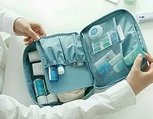 CHESHTA Waterproof Cosmetic Travel Bag - Storage Case Organizer - Pouch Bag - Sports-Gym-Outdoor - Makeup Organizer Pouch - Storage Bag (Multicolor, Canvas) (Cosmetic Travel Bag (1Pcs))