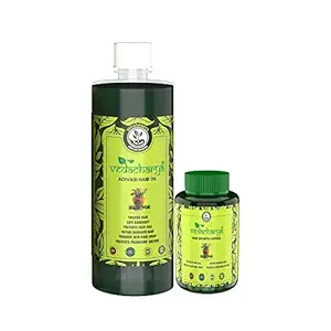 Vedacharya Adivasi Hair Oil with Hair Growth Softgel Capsule-Revitalisation in Man & Women | Promote Hair Growth & Prevents Hairfall & Greying | Keeps Scalp Healthy | Repair Split-ends & Damage Hair