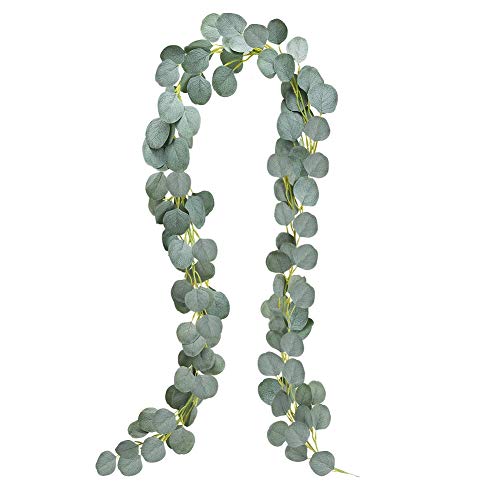 CQURE Eucalyptus Garland,Artificial Eucalyptus Leaves Greenery Garland Wreath Vine for Wedding Party Table Backdrop Arch Wall Decor