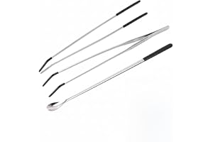 Reptile Feeding Tool Set for Bearded Dragon and Crested Gecko, 3 Pieces Stainless Steel Feeding Tongs and Spoon Kit for Precise Meal Delivery and Tank Maintenance, Silver