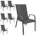 Produktbild Wohaga 6er Set Gartenstuhl stapelbar Gartensessel Stapelstuhl Stapelsessel Stahlgestell pulverbeschichtet mit Textilenbespannung Anthrazit