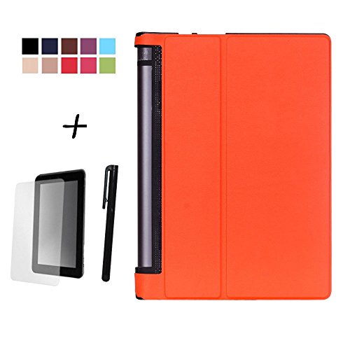 Bestdeal® Hohe Qualität Prämie Ultra Schlank Leicht Smart Cover Tasche Stehe Hülle für Lenovo Yoga Tab 3 YT3-X50F 10.1" Tablet PC + Displayschutzfolie und Stylus Stift (Orange)