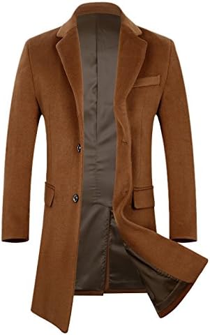 POWERSPACE APTRO Men's Wool Coat Long Fashion Slim Fit Woolen Overcoat