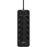 Termal Akım Korumalı, 10'lu Priz Soketi, 10x Priz, 2x Usb, 2x Type-C Girişi, 20W Hızlı Şarj, Isıya Dayanıklı Yapı, &Ccedil;ocuk Koru