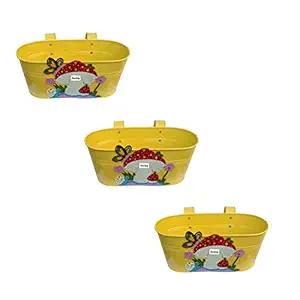 Tovick Set of Three Garden or Balcony Decor Polka Design Metal planters with Detachable Hooks for Indoor Decor/ Garden Decor hftdg gftfcg