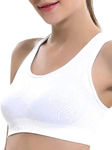 Stretch Fabric Compression Everyday Bra Adjustable Strap Big Chest Women's Tank Top (XL, White)