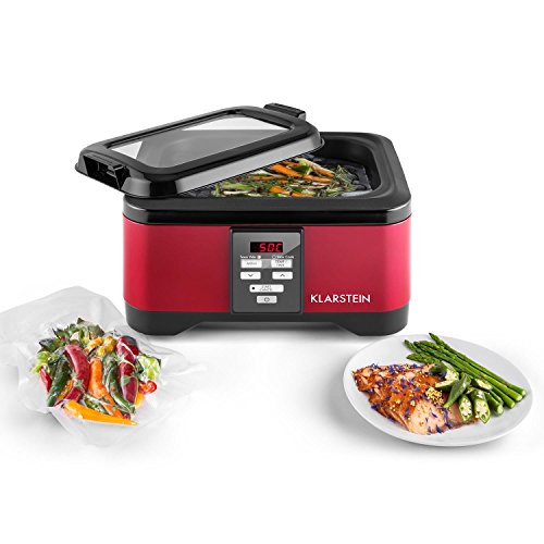 Klarstein Tastemaker Sous vide Garer Vakuum-Garer zum Niedrig-Temperatur garen (6 Liter Vakuumgarer, 550 W, Edelstahl, inkl. Grillrost und Gar-Einsatz) rot - 6