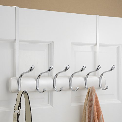 Interdesign 31844EU Bruschia Hakenleiste zum Hängen über die Tür für Jacken, Mäntel, Handtaschen, Hüte, Hundeleinen, 6 Haken, perlmuttweiß / chrom - 2