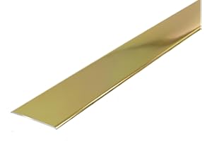 Self-Adhesive Anodised Aluminium Door Threshold - 30mm x 830mm (3.05 ft) Floor Trim Bar, Available in Multiple Finishes LLPG30K TMW Profiles (Polished Gold)