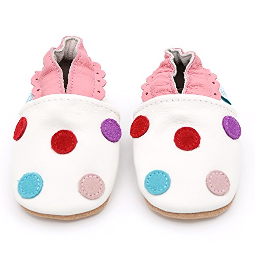 Weiche Baby und Kleinkind Lederschuhe – Dotty Fish – Mädchen – Punkte-Design - 2