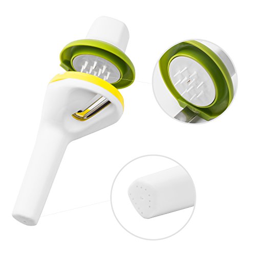 VOOKI Spiralschneider Gemüsehobel für Gemüsespaghetti Kartoffel Zucchini Möhren Reibe Spargelschäler Gurkenschäler Gurkenschneider Gemüseschneider, mit Drei Funktionen Klingen - 6