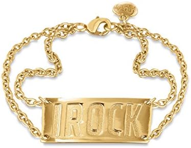 Ibiza Rocks Gold Coloured 'I Rock' Large ID Double Chain Bracelet of 19cm/7.5"