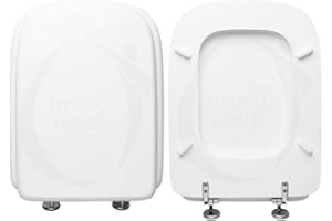 HYDRO HOME Copriwater Conca, Tavoletta Wc In Legno Verniciato Con Cerniere Regolabili DRITTE,Asse Wc Colore Bianco MADE IN ITALY