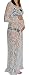Flora, Women's Maternity Over Long Dress Transparent Floral Lace Raw Edge Deep V, White 14 ,Manufacturer(XXL)