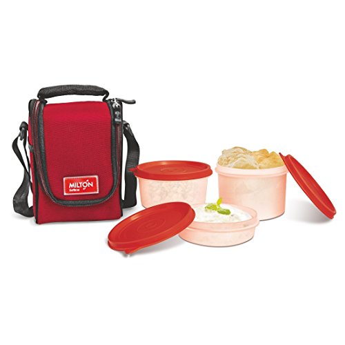 Milton Full Meal 3 Leak Proof Containers Tiffin / Lunch Box, (Red) Milton Full Meal 3 Leak Proof Containers Tiffin / Lunch Box, (Red)