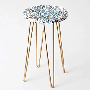 CASADECOR Terrazo Garden Resin Table with Metal Hairpin Legs (Multicolour)