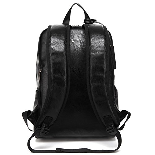 BAOSHA BP-13 PU Leder Laptop Rucksack Notebook Backpack Schulrucksack für bis zu 15.6 zoll Laptop Notebook Computer Arbeit Campus Studenten Outdoor Reisen Wandern Schultertasche Casual Daypack Schwarz - 4
