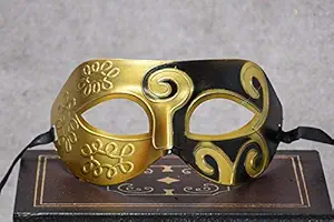 PartyToko Men's Archaize Venetian Style Theater Masquerade Mask Cool Boy's Charming Gold Unique Prom Party Mask New