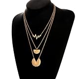Gaddrt Halskette Böhmische Gravur Runde Piece Ecg Kombination Dreischichtige Gold Schmuck 52cm