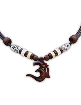 HANA LIMA ® Omkette Halskette Herren Damen Om Shiva Buddha Indien Lederkette Surferhalskette Surferkette