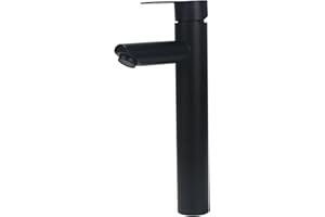 Minnhua Grifo baño alto monomando mezclador para baño control agua caliente y fría altura del pico 20 cm cromo negro
