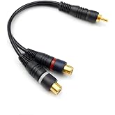 1 RCA Erkek 2 RCA Dişi 25 Cm Anfi Y Kablo, Siyah
