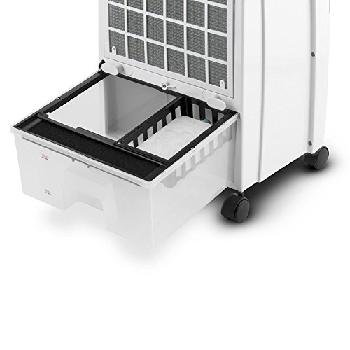 oneConcept • CTR-1 2G • Luftkühler mit Wasserkühlung • Lufterfrischer • Ventilator • Ionisator • 3 Leistungsstufen • 400 m³/h Luftdurchsatz • Fernbedienung • Timer • stromsparend • 65 Watt • 8 Liter Wassertank • inkl. Eispacks • Bodenrollen • weiß - 7