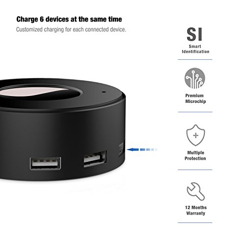 VOGEK-6-Port-USB-Charger-Desktop-Charging-Station-with-Smart-Identification-for-iPhone-X876sPlus-iPad-ProAir-2miniiPod-Galaxy-S7S6EdgePlus-Note-54-LG-Nexus-Black