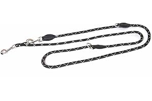 JULIUS K-9 Julius-K9, 20220-S-IDC, IDC podwójna smycz sznurkowa, 12 mm x 2,2 m, fluorescencyjna czarna