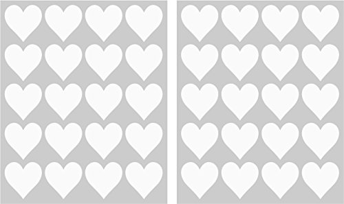 40 Klebeherzen, 40 mm, weiß, aus PVC Folie, wetterfest, Herz Sticker Aufkleber - 3