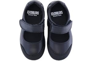 escoolers Zapato Colegial Merceditas de Piel para Niñas de Fácil Apertura con Velcro - Muy cómodos - Made in Spain.