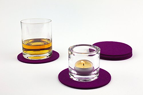 NordernArt Filzuntersetzer rund natur Wollfilz 6er Set 10cm, Farbe wählbar, edle Glas-Untersetzer für Gläser, Tassen und Getränkeuntersetzer auf Tisch, Bar mit Geschenk-Box (lila) - 5