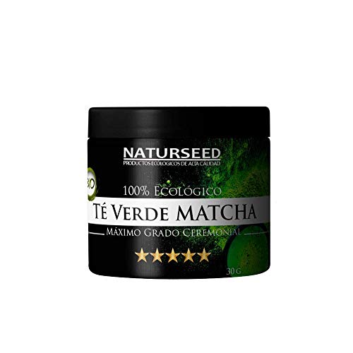 Naturseed - Thé cérémonial Matcha Organic Grade 5 étoiles - Japonais, 30 g de poudre, vert intense, saveur sucrée, bio écologique haut de gamme, cérémonie, à boire.