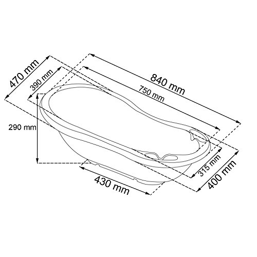 HIPPO Babywanne Badewanne OKT Kids weiß Seifenablage Kinderbadewanne Länge 84 cm - 2