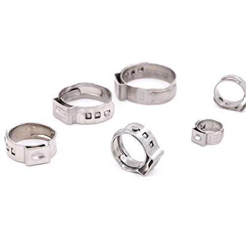 hilitchi 70 Stück Edelstahl Single Ohr Schlauchklemmen-Kit - 3