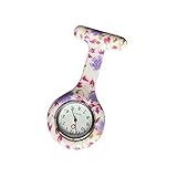 Patifia Uhr, Silikon-Krankenschwester-Uhr-Brosche-Tunika-Taschenuhr mit freiem Batterie-Doktor Schlüsselanhänger medizinischem Quarzuhr Neues Muster Print Krankenschwester Uhr
