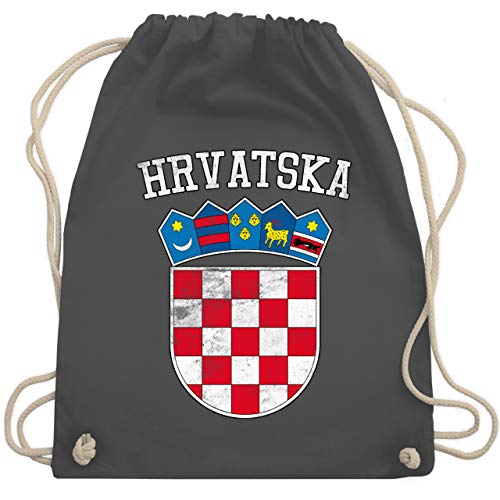 Fußball-Europameisterschaft 2020 – Kroatien Wappen WM – Unisize – Dunkelgrau – WM110 – Turnbeutel & Gym Bag