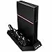 Produktbild Kootek Vertical Stand mit Kühlgebläse, Controller Ladestation Vertikalständer mit Dual Charger Ports und 3 USB HUB für PlayStation 4 Konsole Dualshock 4