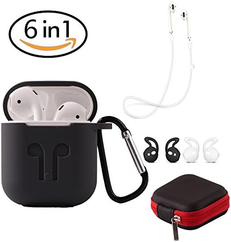 METEQI for AirPods Portable Case (Silicone Case+Hooks+Sport Strap+Headphone Box) Dark Grey
