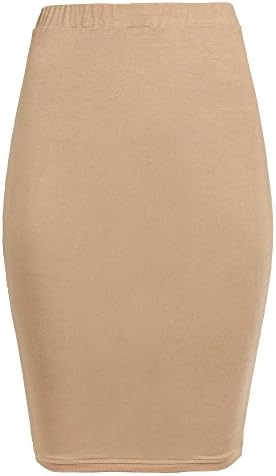 Wearious High Waisted Bodycon Stretch Fitted Long Tube Pencil Skirt (Camel 10)