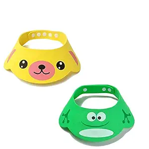 SYGA Bathing Shower Cap, Kids Bath Cap, Adjustable Baby Shower Caps, Yellow & Green - Dog & Piggy Style