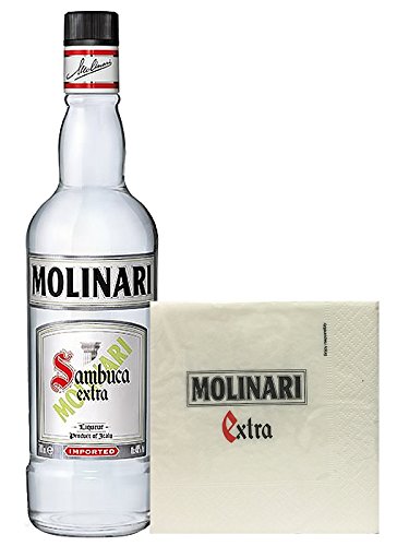 Preisvergleich Produktbild Molinari Sambuca 1,0 Liter + 50 Molinari Servietten