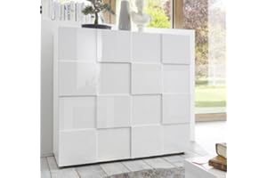 Arredocasagmb.it Mobile Contenitore 2 Ante Moderno Bianco Lucido Soggiorno Madia Buffet con sportelli Design Dame 04